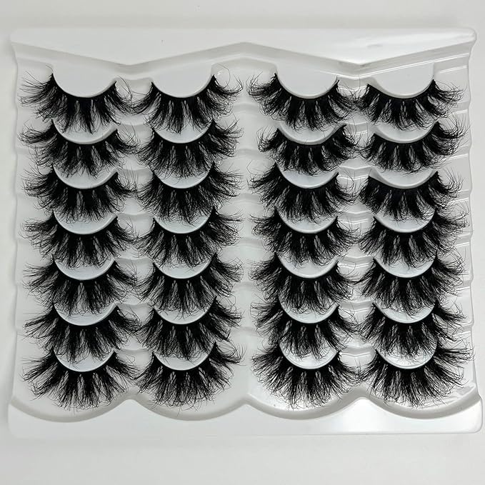Dramatic Lashes Mink Wispy Thick Fluffy Lashes Pack 3D Big Faux Mink Eyelashes Pack D Curl Long 20mm Strip Fake Eyelashes