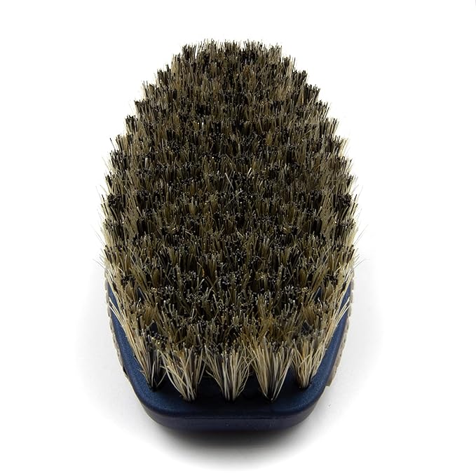 Crown Quality Products 360 Sport Wave Caesar 2.0 Boar Bristle Hairbrush, Medium, Metallic Navy Blue - Non-Slip Grip, Waterproof Design - The Ultimate 360 Wave Brush