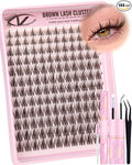 Dark Brown Manga Lash Clusters Kit Natural Wispy Eyelashes Cluster Kit Fairy Anime Cluster Eyelash Extensions C Curl 10-18mm Lashes Clusters Clean Band Individual Lashes with Brush