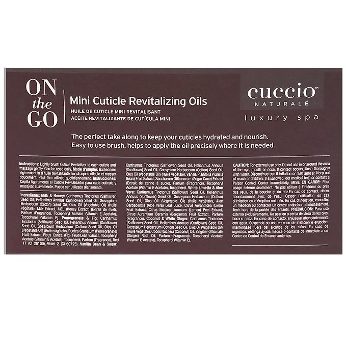 Cuccio Naturale Mini Cuticle Revitalizing Oils – Winter Hydration Repair for Dry Cuticles & Nails, Paraben-Free Spa Fragrances, Women’s Gift Set, 4 Pc