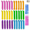 Spiral Hair Curlers (17.8 Inch) - No Heat Hair Rollers - 30 Pieces in Pink, Orange, Blue, Green, Yellow and Purple with 2 Styling Hooks