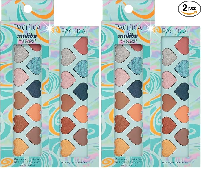 Pacifica Eyeshadow Palette – Malibu Mineral Eyeshadow, Blendable Neutral Shades with Velvet Matte, Shimmer & Metallic, Cocoa Butter Infused, Talc-Free, Vegan & Cruelty-Free, 0.24 oz (10 Shades)