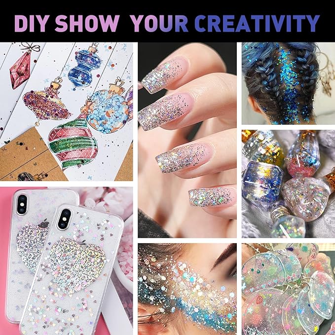 AROIC 14 Colors Body Glitter, Face & Hair Glitter Gel Set for Festival, Eye Shimmer for Women Glow in the Dark Rave Accessories Party Supplies, Face Paint Hair/Cheek/Eyelid Sparkle Makeup-18ml/Tube