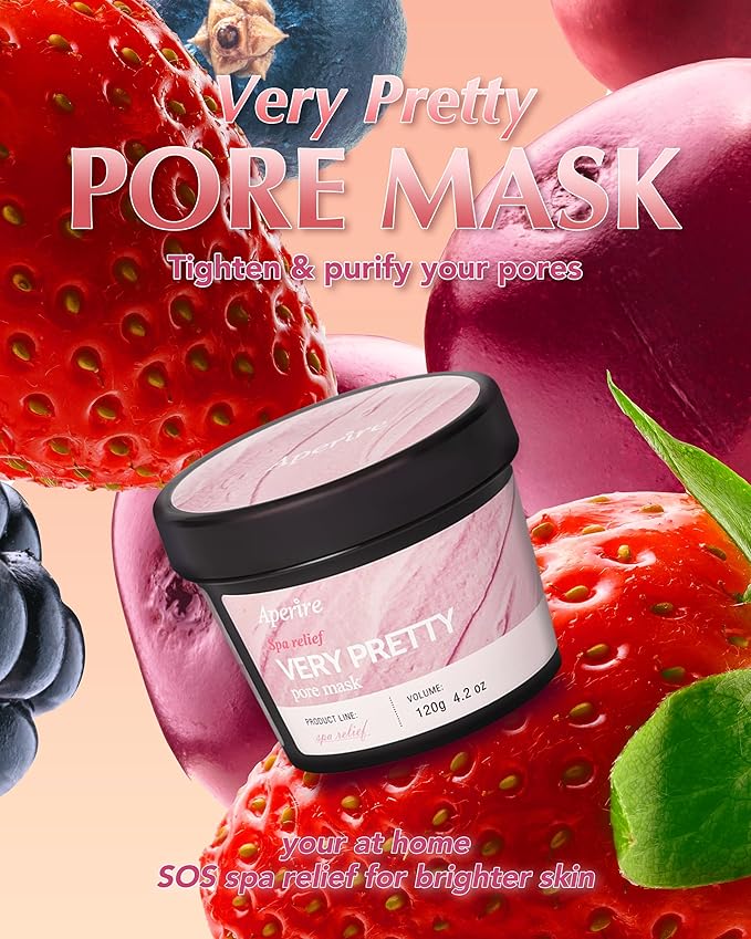 APERIRE White Clay Pore Mask, Deep Cleansing & Sebum Control Treatment, Minimizes Pores & Blackheads for Oily Acne-Prone Skin, Korean Skincare, 4.23 oz