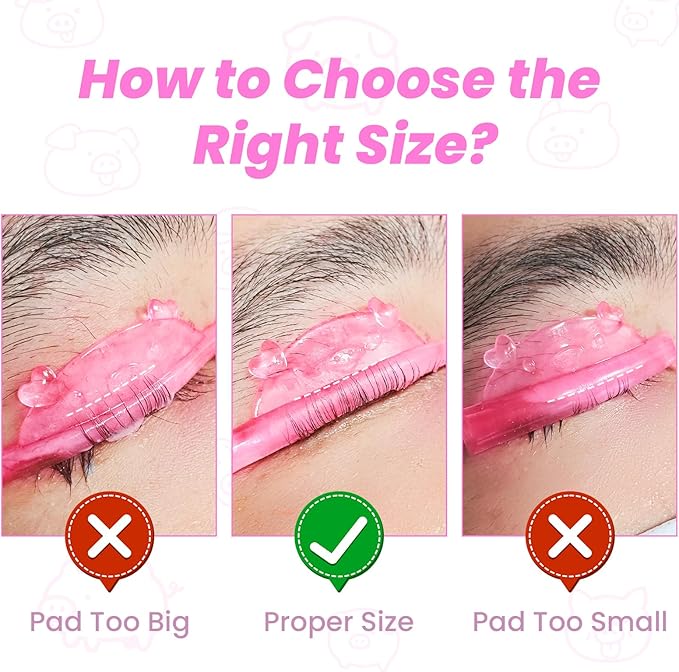 Libeauty Cute Lash Lift Rods, 4 Sizes Eyelash Shields, Reusable Soft Silicone Pads for Eyelash Curling & Lifting, Pink Piggy Shape