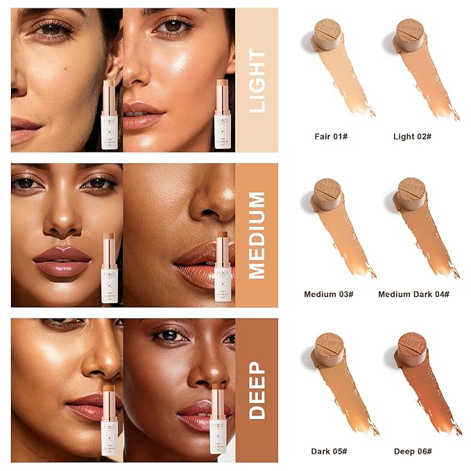 HECI BEAUTY Tinted Foundation Stick, Balm to Cream Foundation with Light to Medium Coverage, Infused with Hydrating Ingredients, Medium Dark 04, 0.25 oz