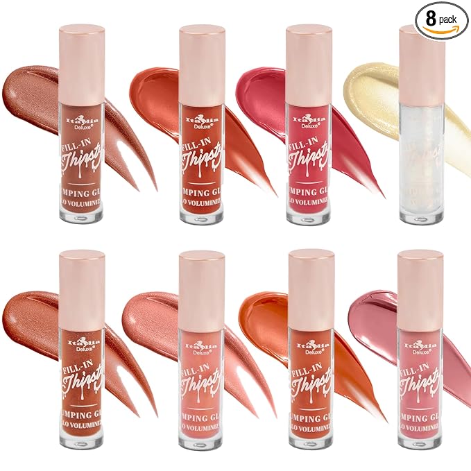 Beauty Bundle Italia Deluxe Fill-In Thirsty Plumping Gloss set of 8 hydrating & shiny fuller lips