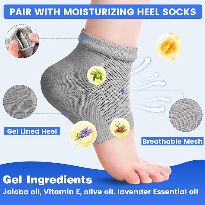 TEAWOO Ultra-Hydrating Urea Cream (Urea Conc. 40.67%), Foot Cream for Dry Cracked Heels and Feet, Pair with Moisturizing Heel Socks for Cracked Heel Treatment, Heel Socks Included (5.29 OZ/150g)