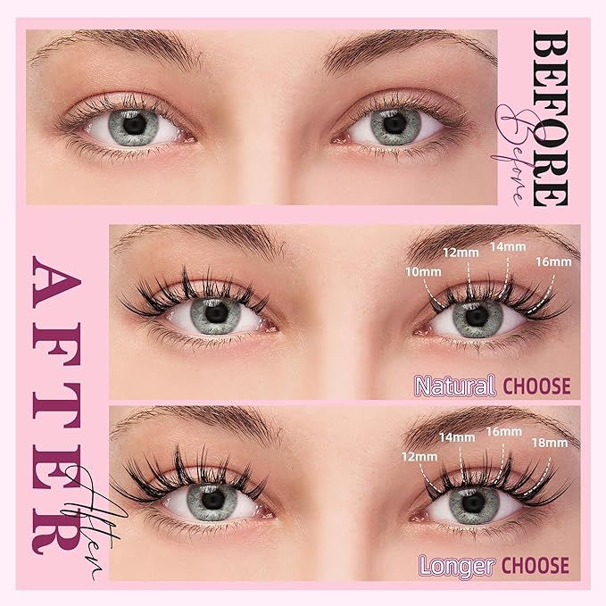 Uilulu Lash Cluster 10-18mm Wispy Lash Clusters DIY Eyelash Extensions Individual Cluster Lashes (U12 Lashes Only, C Curl, 10-18 MIX)