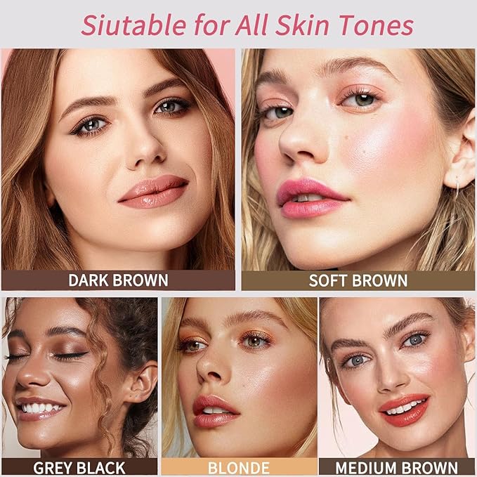 Eyebrow Stencils, Eyebrow Stamp Perfect Eyebrows, Eye Brow Stencil Kits Brow Stamp Long-Lasting, Smudge-proof Eyebrow Stamp Eyebrow Kit for Women With 10PCS Eyebrow Shaping Kit, Medium Brown