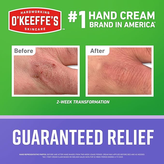 O'Keeffe's Working Hands Night Treatment Hand Cream for Extreme Dryness - 3 oz Tube (2 Pack) - Repairing Skincare for Cracked, Dry Hands
