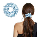 ZLYC 100% Mulberry Silk Scrunchie 19 Momme Gentle Creaseless Hair Tie for Women Dent-Free Ponytail Holder, 3.5cm Solid Dusty Blue