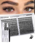 Flaunt Lash Clusters Kit Wispy Cluster Eyelash Extensions 8-18MM Volume Individual Lashes CD Curve Wet Look Eyelash Clusters with Lash Bond and Seal Kit by Mavphnee