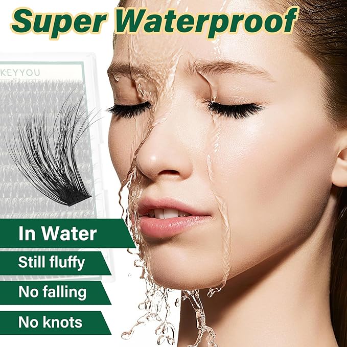 KEYYOU Lash Clusters Kit 3D Effect Eyelash Clusters Kit 280pcs 100D D Curl 9-18MIX Individual Lashes Wispy Lashes Volume Cluster Lashes Kit Natural Soft DIY Lash Extension(3D Kit-100D-D-9-18MIX)