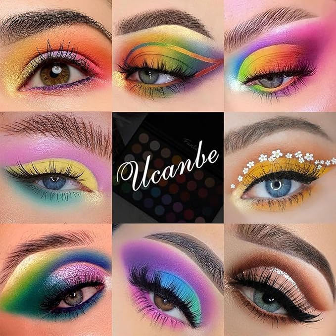UCANBE Highly Pigmented Eye Makeup Palette, Matte Shimmer Metallic Eyeshadow Pallet Long Lasting Blendable Natural Colors Make Up Eye Shadows Cosmetics Gift Kit
