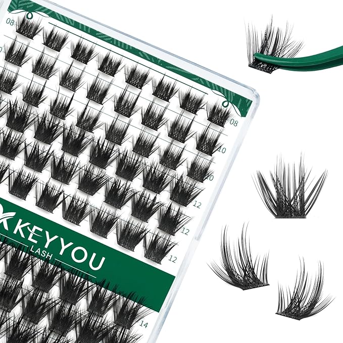 Lash Clusters 96pcs Individual Lashes Y22 D Curl 8-18MIX Eyelash Clusters KEYYOU Volume Wispy Lash Extension Soft&Comfortable Easy DIY at Home(Y22,D-8-18MIX)