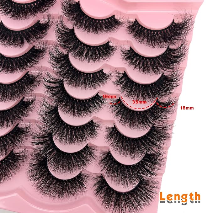 loladook Fluffy Lashes Mink Wispy Cat Eye Faux Mink Lashes Pack Soft Fake Strip Eyelashes 18mm Long Volume False Eyelashes Natural Look
