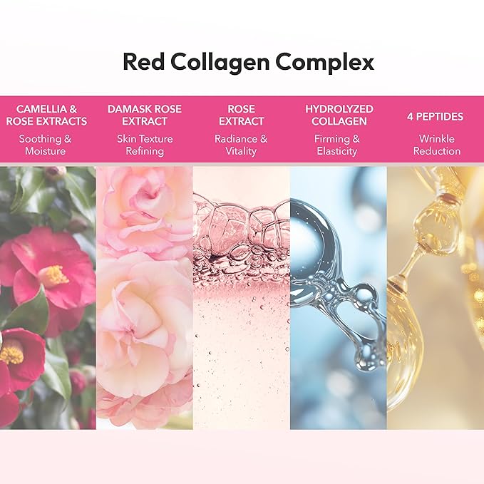 Avajar Red Collagen Hydrogel Mask, Face Mask with PDRN Intensely Hydrating Overnight Jelly Gel Mask with Rejubebe™ & Hyaluronic Acid for Pore Minimizing & Elasticity Korean Skin Care, 5 Pcs