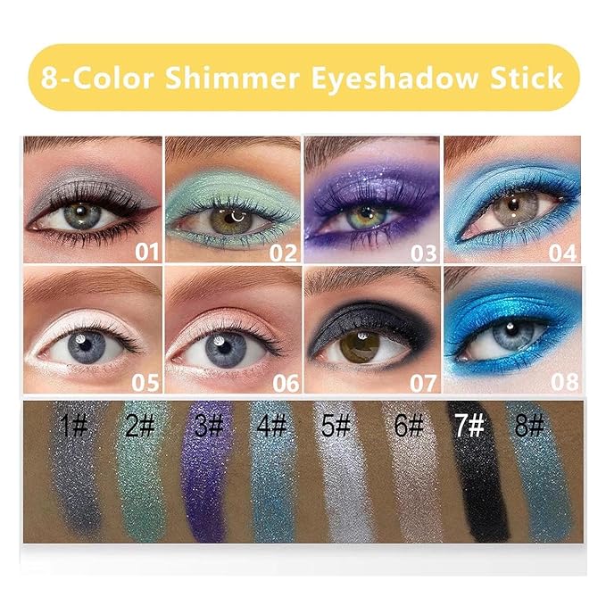 Purple Eyeshadow Stick, Highlighter Eye Liner,Eye Brightener Stick, Shimmer Creamy eye shadow, Waterproof Eyeshadow Pencil Long Lasting Eye Shadow Makeup.#3 purple shimmer