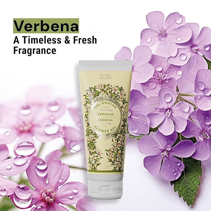 Panier des Sens - Lemon Verbena Moisturizing Body Wash for Women & Men - Gentle Shower Gel - 96% Natural - Normal, Sensitive Skin - Body Care Made in France, SLS Free, Vegan - 6.8 floz