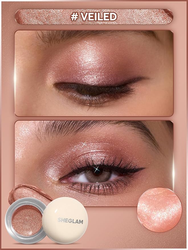 SHEGLAM Starstruck Cream Eyeshadow Pot High Pigment Long-lasting Shimmer Single Eyeshadow-Veiled