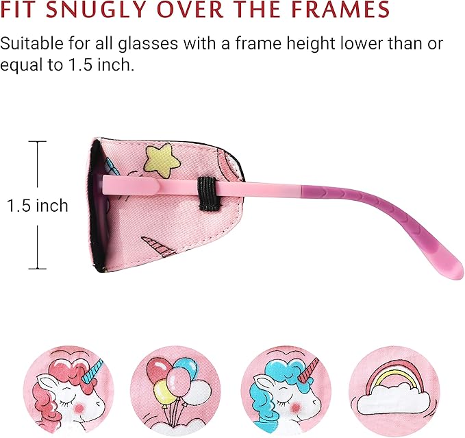 Astropic Cotton & Silk Eye Patch for Kids Glasses (Left Eye, Rainbow)