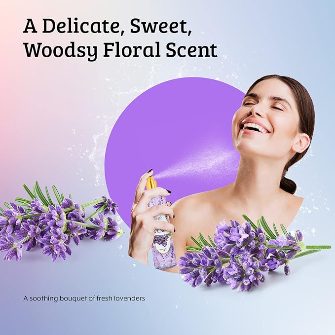Freida and Joe Lavender Luxury Body Spray For Women, Womens Perfume Fragrance Body Mist & Sprays, Women's Woodsy Scented Gifts & Presents, 8 oz Fine Mist Spray Bottle for Mom