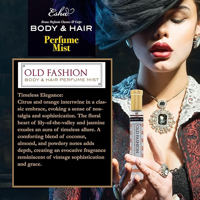Esha Body & Hair Perfume Mist - Eau de Parfum for Women - Infused with Betaine - Citrus Orange and Lily - (OLD FASHION)