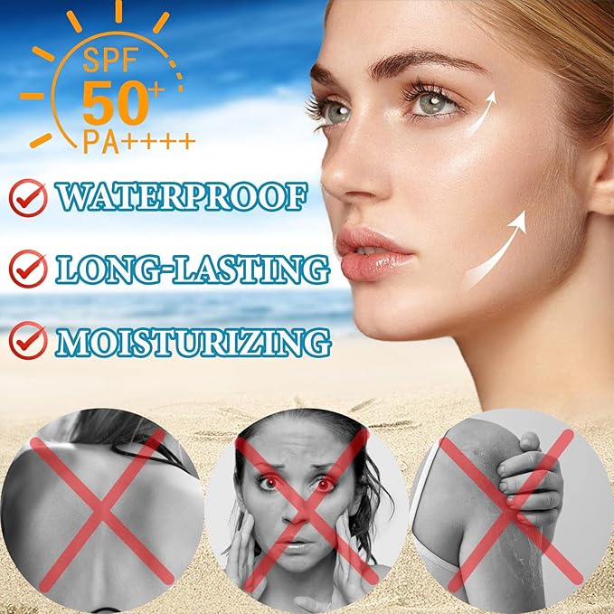 2 PCS Face Sunscreen Stick,SPF 50+ Sunscreen Stick Face,Oil Control Lightweight Sunscreen Face Stick,Matte Stick Sunscreen for Face