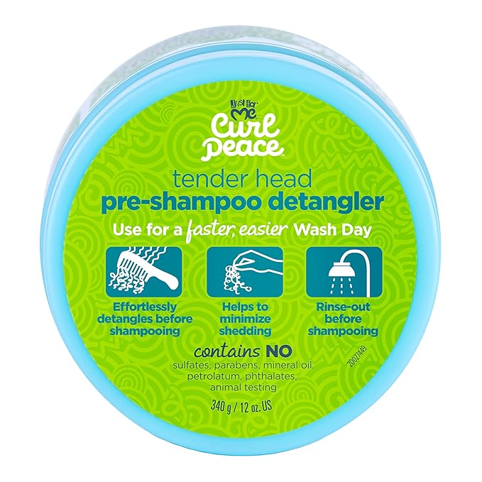 Just for Me Curl Peace Tender Head Detangling Treatment (3 Pack) - Rinses Away Knots, Pre-Wash, Post-Styling, Contains No Parabens, Sulfates, Mineral Oil, Petrolatum, or Animal Testing, 12 oz