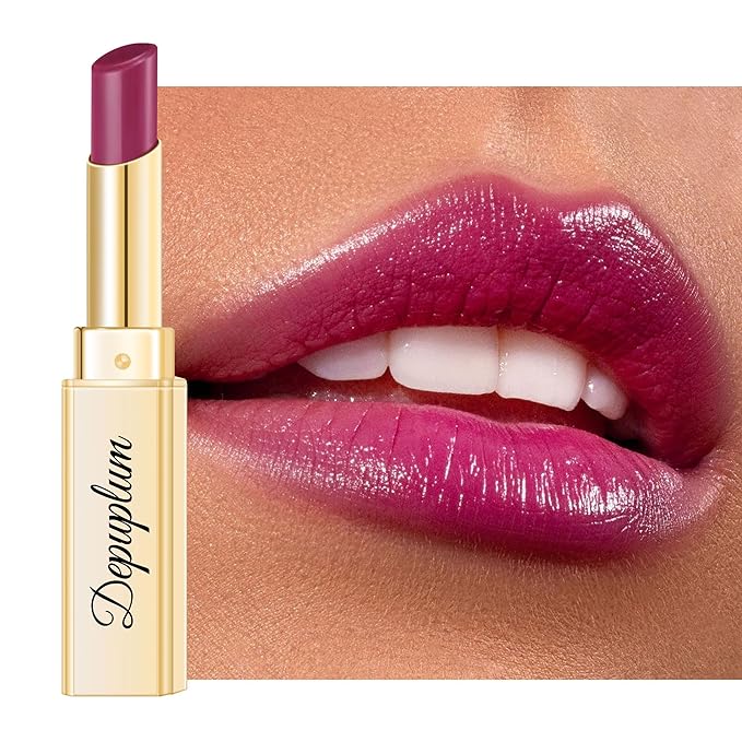 Depuplum Purple Lipstick for Women Moisture Lip Gloss Tinted Lip Balm Sheer Lipsticks for Mother's Day Nourishing Hydrate Glossy Lipstick for Dry Lips,DM92 Purplish Red