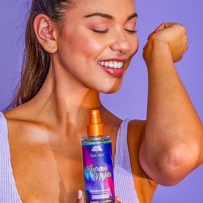 Tree Hut Aurora Nights Hair & Body Mist, Hydrating & Alcohol-Free Body-Spray, Fragrance with Warm Pistachio & Toasted Marshmallow Notes, Alcohol-Free Formula, Versatile Body Spray, 6 Fl Oz.(Pack of 2)
