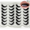 Cat Eye Lashes Natural Look Wispy Short Fluffy Fox Eye Lashes Strip Soft C Curl Natural Faux Mink Cateye Lash Strips Fake Eyelashes Bulk 14 Pairs