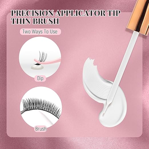 Lash Glue DIY Eyelash Glue for False Lashes Waterproof Eye Lash Glue with Super Strong Hold & Latex-Free White Strip Lashes Glue for Self-Application at Home