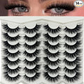 Mink Lashes Wispy Fluffy Cat Eye Strip Lashes Pack 3D Faux Mink Fake Eyelashes C Curl Long Volume Lash Strps Cateye False Eyelashes Natural Look