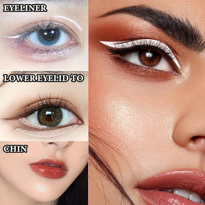 5 PCS White Eyeliner Pencils,Professional Long Lasting Waterproof White Makeup Pencils,Highly Pigmented Inner Corner Eye Highlighter Eyeliner Pencil,Eye Liner Pen Sets 02