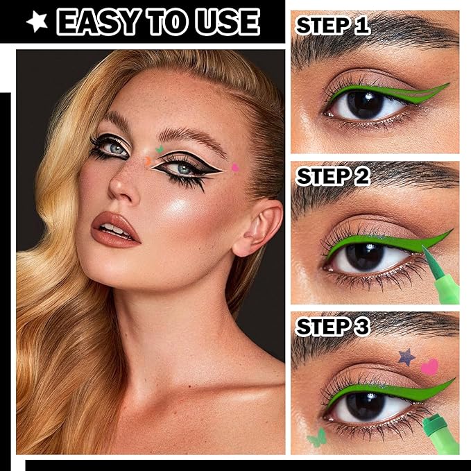 4PCS Liquid Eyeliner Stamps Set,Double-side Winged Eyeliner Stencil Pen