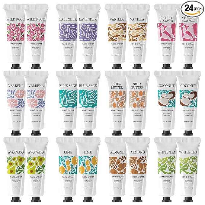 24 Pack Hand Cream Gifts Set for Women,Mothers Day Gifts Bulk,Teacher Appreciation Gifts,Nurses Week GiftHand Cream Travel Size Hand Lotion Bulk,Mini Moisturizer Lotion for Dry Hands,Bridesmaid Gifts