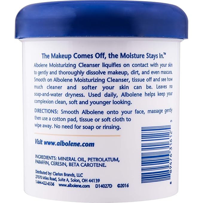Albolene Moisturizing Cleanser & Makeup Remover Balm - Fragrance-Free Facial Cream for Cleansing & Hydration - Multi-Use Skincare for All Skin Types - No Harsh Chemicals - 12 oz,(Pack of 12)