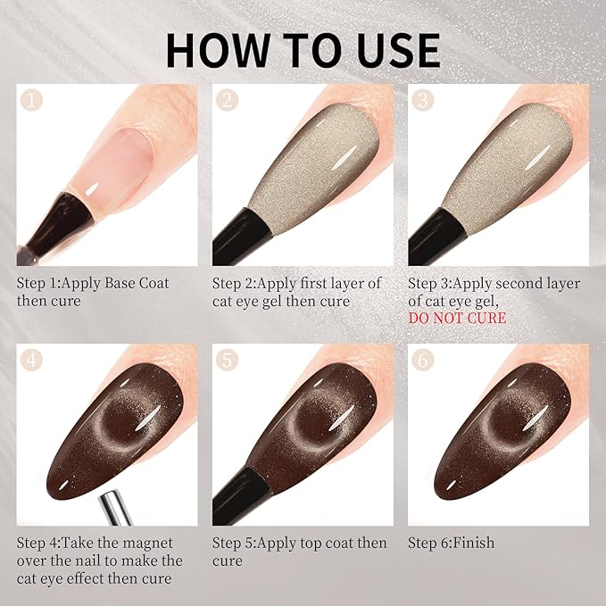 MAYCHAO 15ML Cat Eye Gel Nail Polish 1Pc Brown Black Gel Polish Soak off Holographic Magnetic Nail Polish for Nail Art Manicure Salon DIY at Home, 0.5 OZ
