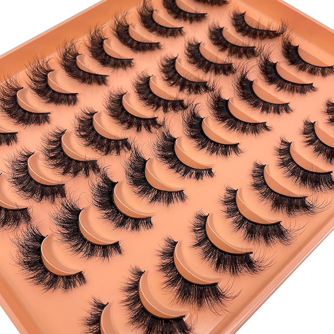 Fluffy Lashes Wispy Mink False Eyelashes Cat Eye Look Faux Mink Full Lashes Strips Dramatic 18mm D Curl Fox Eyelashes Multipack Pack 2 Styles Mixed YH307