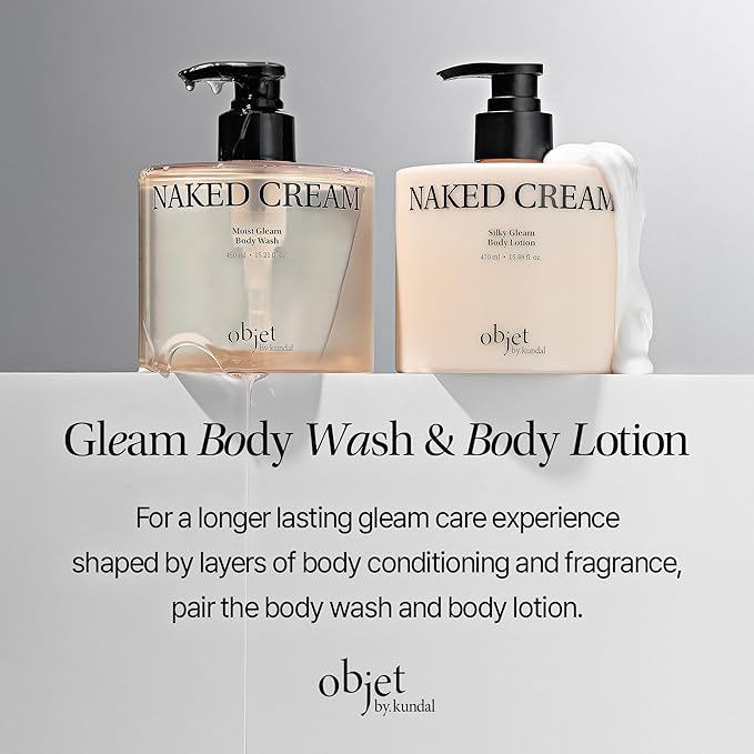 Objet Silky Gleam Body Lotion – Botanical Plant Oils & Butters with Niacinamide and Vitamin C&E – Deep Barrier Hydration, 24H Glow and Smooth Firm Skin – Premium Korean Body Care, Santal Rose (450ml)