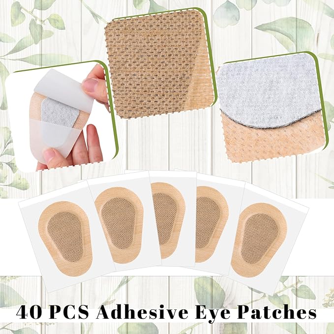 Panitay 40 Pcs Adhesive Eye Patches for Adults Eye Patch for Disposable Breathable Amblyopia Lazy Adhesive Bandages for Men(3.3 x 2.3 Inch,Nude)