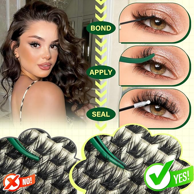 DIY Lash Extension Kit KEYYOU 144pcs Lash Clusters Eyelash Extension Kit with Mascara Brush Bond and Seal Lash Remover Lash Applicators Lash Brush for DIY Lash Extensions (Y22 Kit)