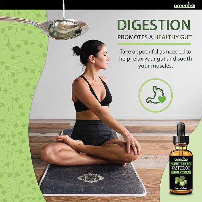 GreenIVe 100% Pure Castor Oil – Cold-Pressed, Hexane-Free – Hair, Eyebrows, Eyelashes, Skin Moisturizer, Castor Pack Wrap Oil Bulk Bottle (1 Gallon)