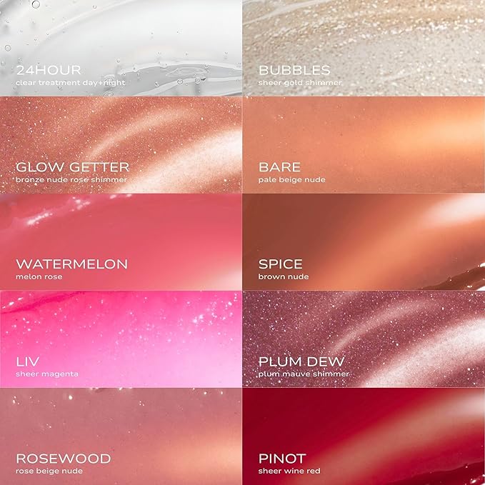 Fitglow Beauty Ceramide Hydra-Balm Lip Gloss | Hydrating Lip Serum with Peptides & Glutathione | Plumping & Anti-Aging Lip Skincare | Dry & Chapped Repair | Vegan & Cruelty-Free | 12g - Plum Dew
