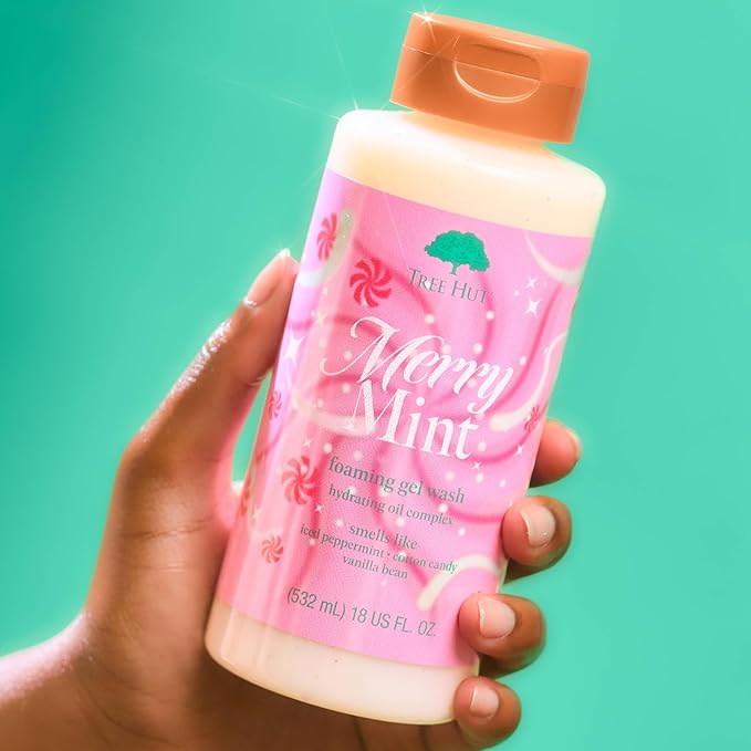 Tree Hut Merry Mint Wash, Gently Cleanses and Leaves Skin Looking Fresh and Radiant, Body Wash, Limited Edition Holiday, 18 Fl Oz