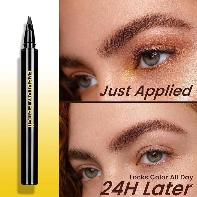 Eyebrow Pen, Waterproof Microblading Eyebrow Pencil, 4 Tip Precise Eye Brow Makeup Pen for Women to Effortlessly Create Hair Like Natural Brows, Non Dry Out and Last All Day MB02