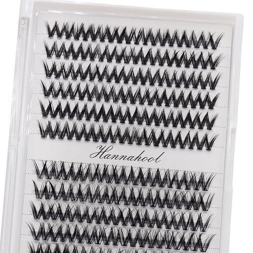 12rows-Large Tray Mixed 8-10-12-14-16mm/Mixed 14-15-16mm/Mixed14mm-16mm/Mixed 18-20mm Wide Stem Individual False Eyelashes Dramatic Black Cluster Eyelashes (MY009-10-12MM)