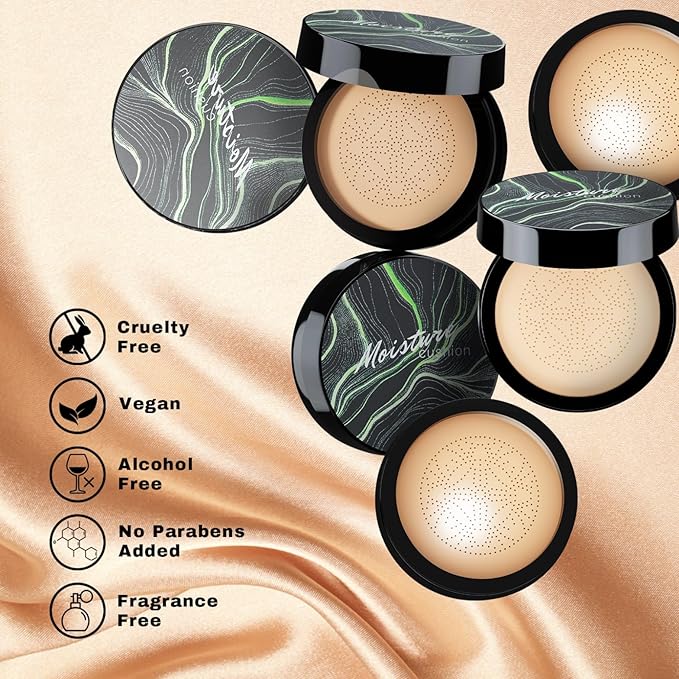 Mushroom Head Air Cushion CC Cream - BB Cream Face Makeup Foundation for Mature Skin Moisturizing Concealer Brighten Long-Lasting, Even Skin Tone for All Skin Types (3PCS Natural (Gift Set))